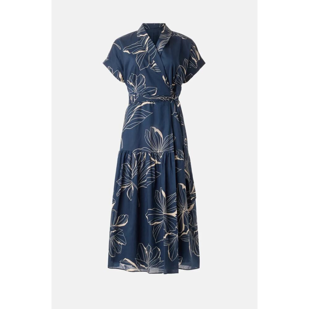 Hutch Multicolored Blue Abstract Rosen Dress Cotton Tie Pleated Skirt Size M